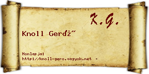 Knoll Gerő névjegykártya